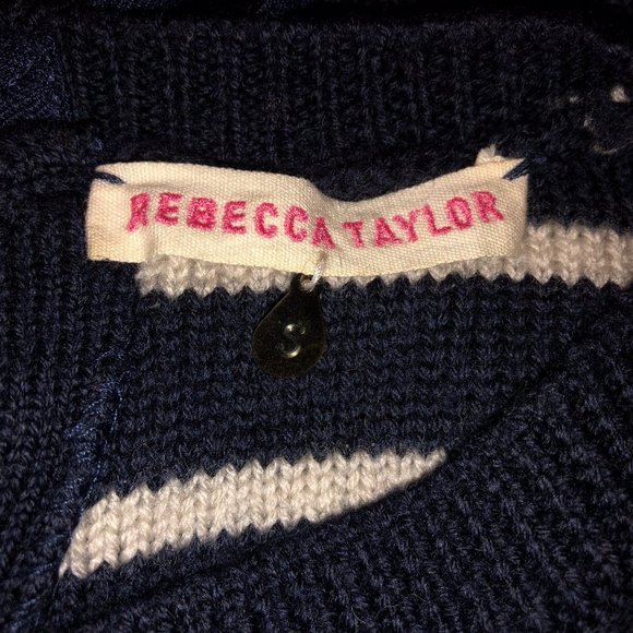 Rebecca Taylor French Sailor Embroidered Striped Light Fine Merino Sweater - Picture 10 of 12